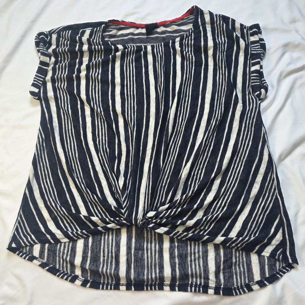 W5 Striped Tops Small Sail Away Tee Knot Front Nautical Boho Y2k Anthropologie